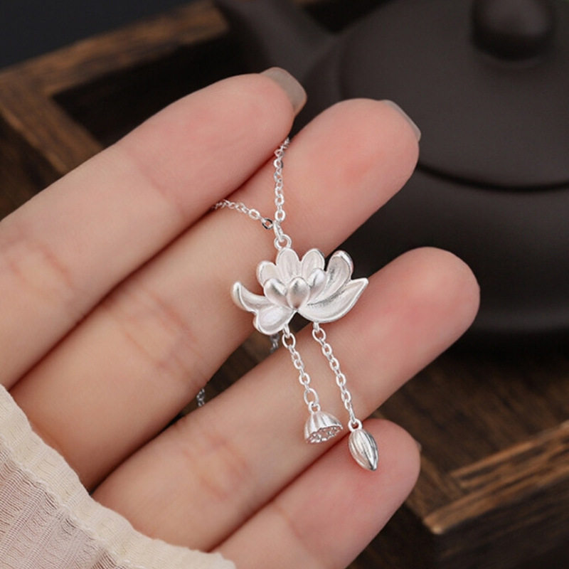两世欢莲花项链女新中式荷花