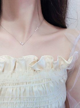 纯银闪钻项链小众锁骨链轻奢