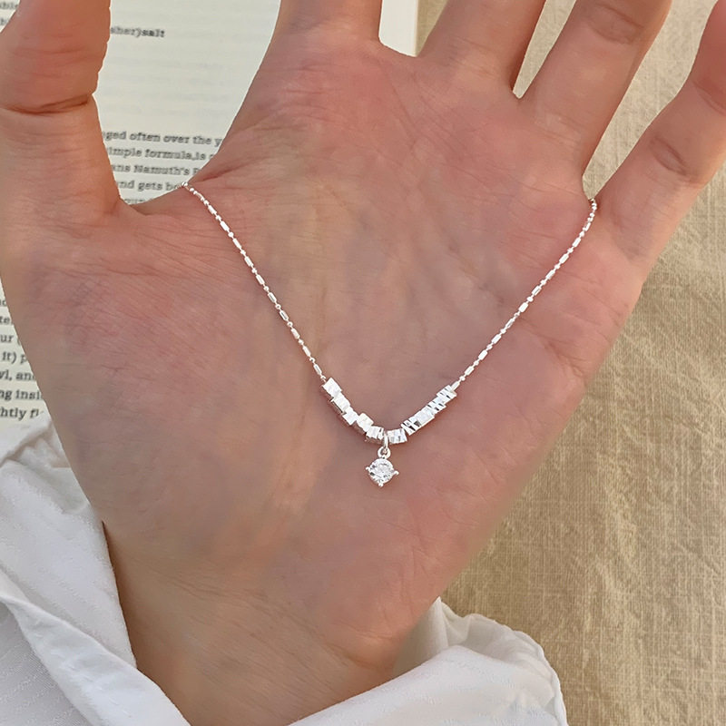 碎冰冰项链s925纯银锆石锁骨链精致小清新百搭银链子女2026款新款