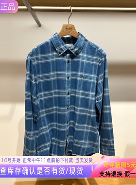 哈吉斯hazzys专柜正品男装25年秋款纯棉格纹休闲衬衫 ASCZK1CCK11