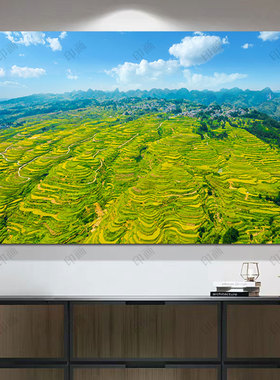 自然景观农田稻田大丰收海报贴画饭店餐厅墙壁装饰挂画乡村田园画