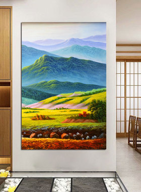 北欧风巨人山玄关装饰画风景背有靠山图过道走廊挂画油画自粘贴画