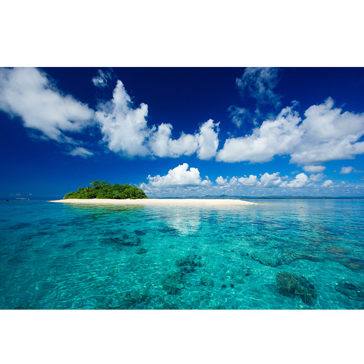 风景画订做大海景色海边风景挂画 蓝天白云岛屿海水装饰墙贴海报