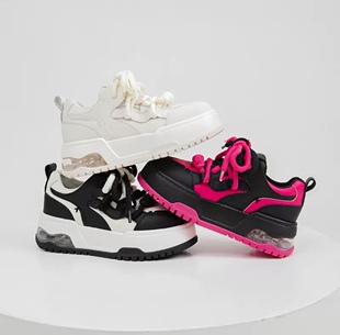 2025新款板鞋春厚底多巴胺撞色小白鞋休闲透气女鞋ins百搭运动鞋