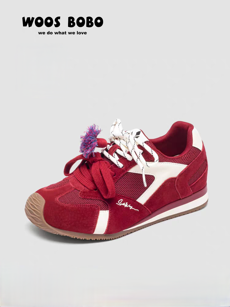 内增高德训鞋复古潮流女鞋2025多巴胺双鞋带配色新款厚底百搭轻便,女鞋,时尚休闲鞋,淘宝优惠券,粉丝福利购,淘宝优惠卷