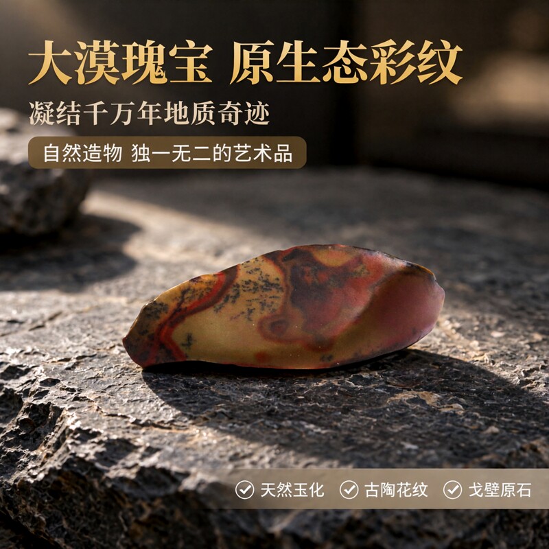 新疆哈密玉化彩泥石彩纹戈壁原石
