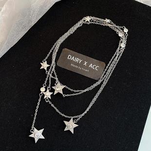 小香风彗星项链女个性一款多戴流苏锁骨链个性名媛时髦夸张毛衣链