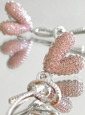 HF何家告白气球耳环女长款甜美粉色爱心耳坠心形耳钉轻奢桃心耳饰