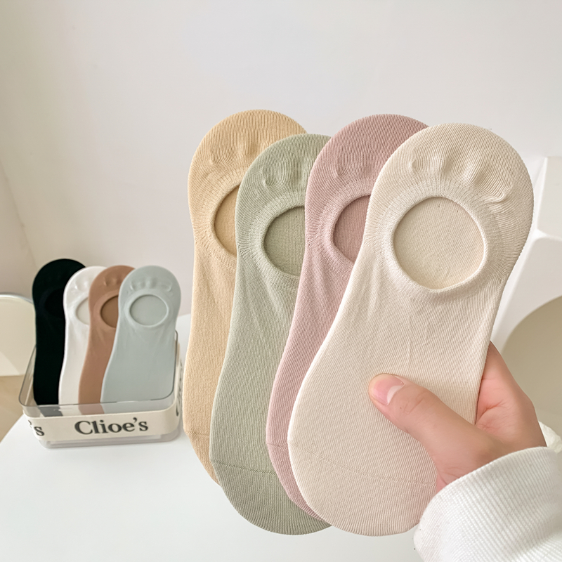 船袜女浅口隐形袜夏季薄款纯棉短袜子手工无骨硅胶防滑不掉跟纯色