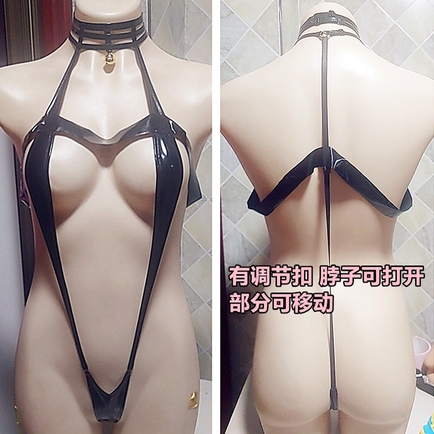 深V高叉窄档可调节泳衣少女