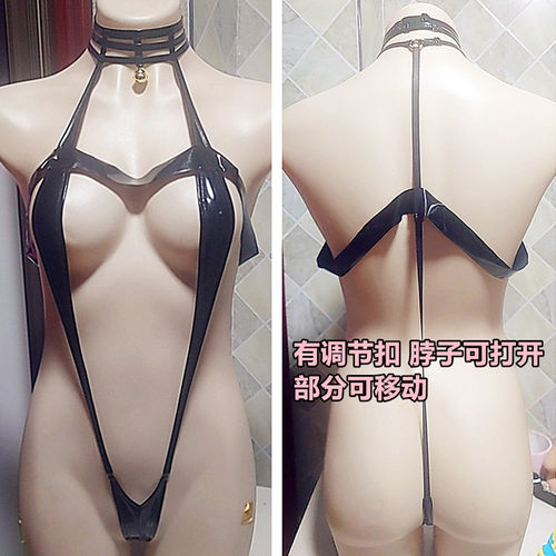 深V高叉窄档可调节泳衣少女