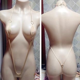 少男少女可订做 高叉肤色丁字系带不透泳衣 7天发货 下单订做