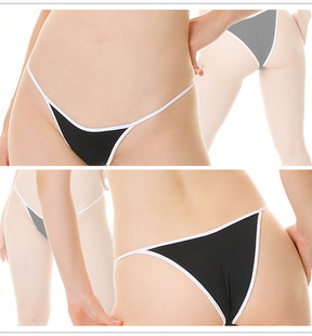 贴身赛高少女 日常撞色简约全臀可爱低腰细带三角内裤 10天发货