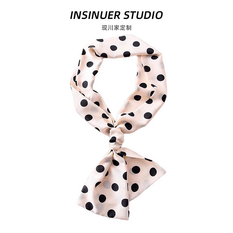 赫本波点小西服细窄长条小丝巾春夏脖子装饰百搭职业领巾飘带气质