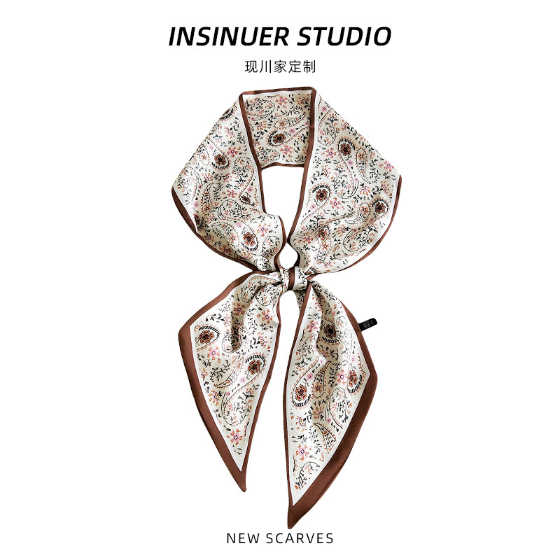 INSINUER【石原里美】腰果小丝巾长条女生百搭细窄复古飘带绑头发