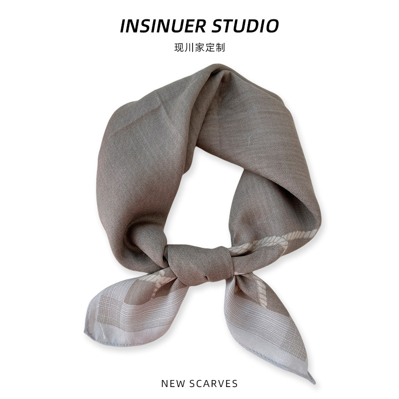 INSINUER【日系简约】纯色小方巾男女棉麻感护颈围巾百搭春秋头巾