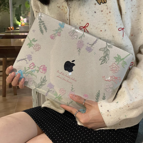 去茶山花朵闪闪macbook保护壳