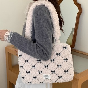 笔记本电脑包14寸204新款 pro13.3苹果联想华为15内胆包16 韩国单肩包毛绒蝴蝶适用macbookair