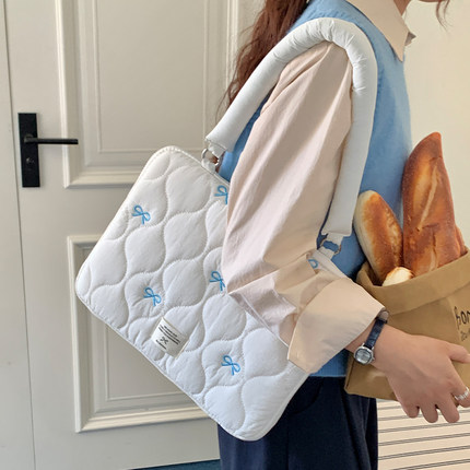 适用笔记本电脑包14寸手提单肩包女高颜值通勤苹果macbookair/pro13.3联想华为16内胆