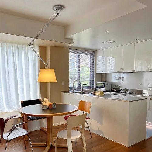 中古风餐厅摇臂羊皮纸吊灯