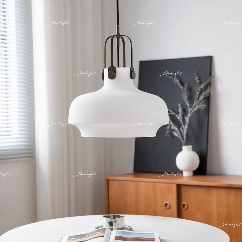 法式中古风餐厅卧室蛋白玻璃吊灯