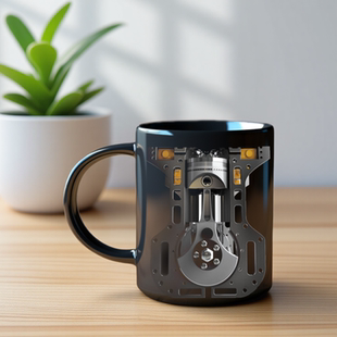 发动机机械图案陶瓷咖啡马克杯 汽车机械爱好者 男生啤酒杯茶杯