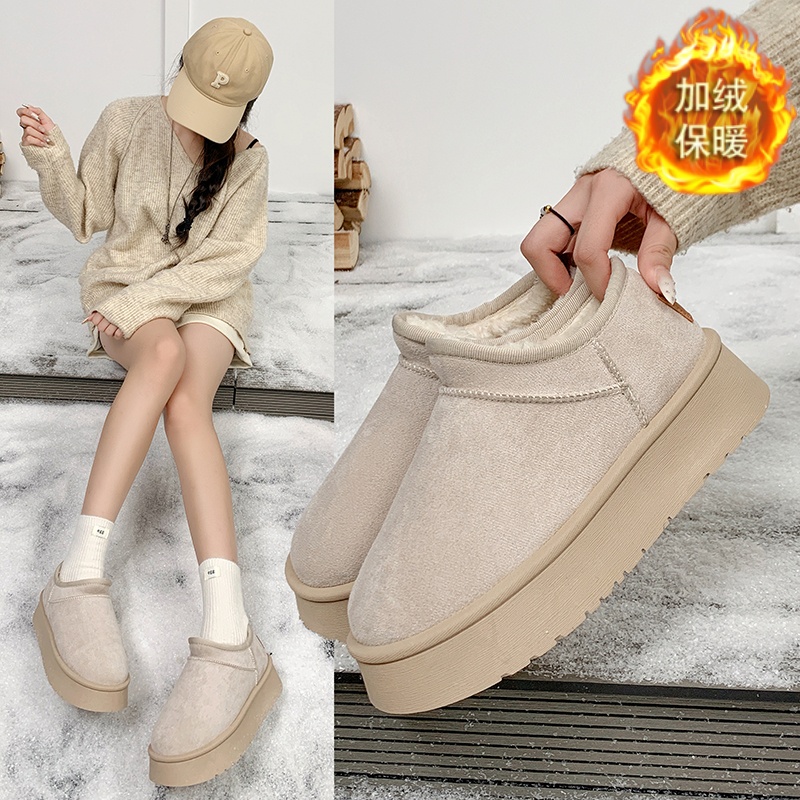 小个子秋冬内增高厚底短筒雪地靴