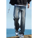 青少年阔腿休闲长裤 宽松直筒加长牛仔裤 子男秋季 190高个子加长裤