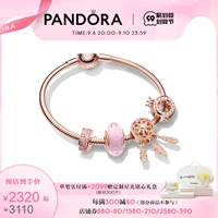 Pandora, браслет, золотой комплект, розовое золото, легкий роскошный стиль