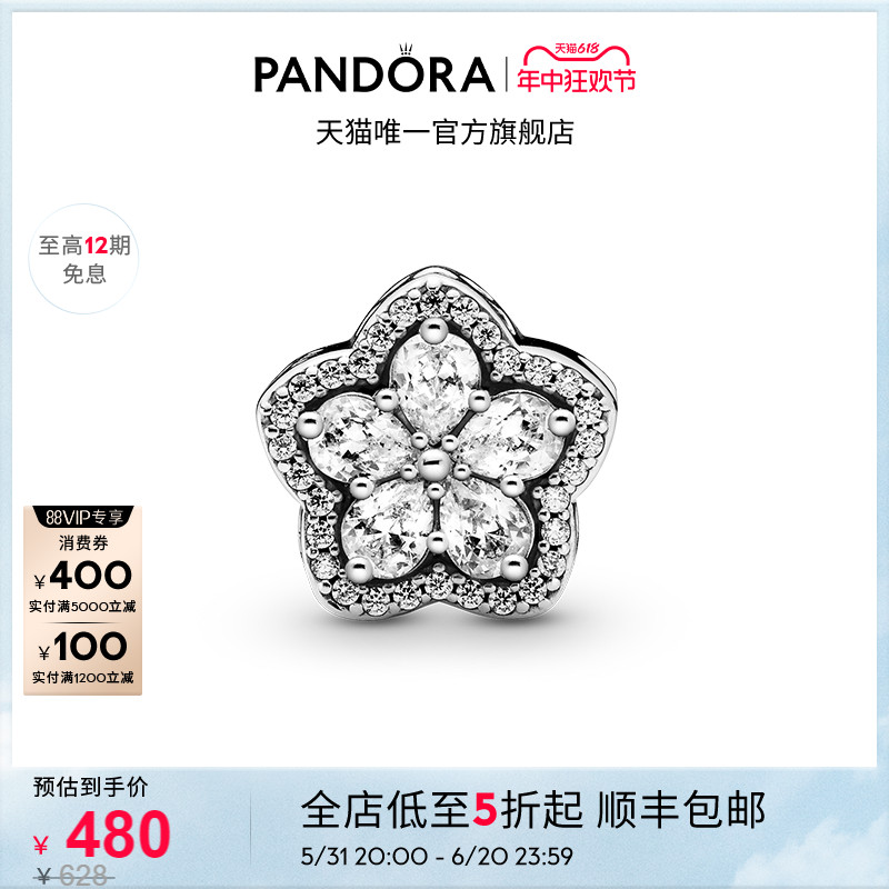 Pandora潘多拉925银雪花串饰