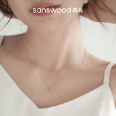 克莱因蓝莫桑石项链女精致通勤锁骨链 冠冕 sanswood森吾 失落