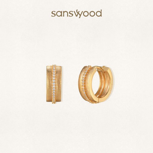 sanswood森吾拉丝排钻耳圈