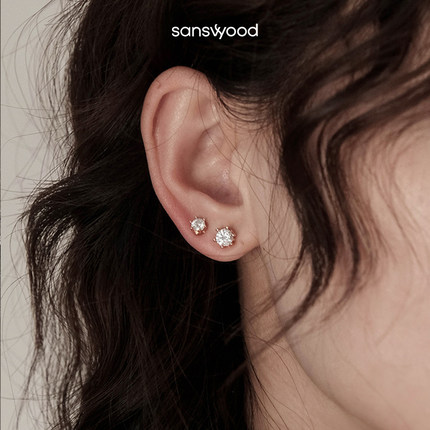 sanswood森吾《歌剧魅影》莫桑石耳钉女百搭高级感轻奢通勤耳环