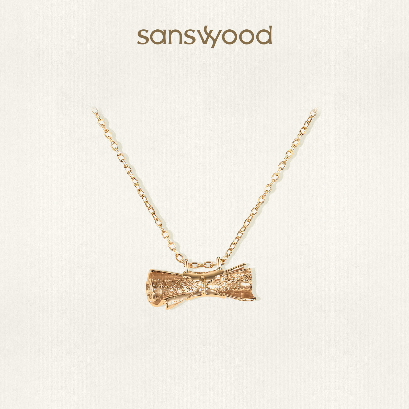 sanswood森吾《卷宙》羊皮卷吊坠项链原创设计复古金质感锁骨链女,饰品/流行首饰/时尚饰品新,项链,淘宝优惠券,粉丝福利购,淘宝优惠卷