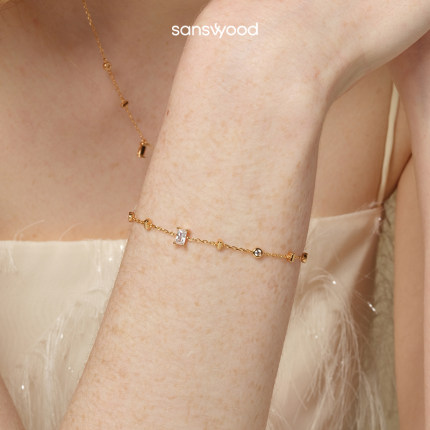 sanswood森吾《极光方糖》轻奢方锆石闪耀手链女 通勤高级感手饰
