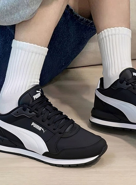Puma彪马休闲鞋男鞋女鞋2026春季新款复古低帮黑色运动鞋384857