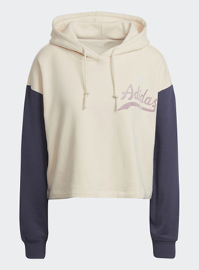 Adidas/阿迪达斯官方正品三叶草女子复古拼色宽松连帽卫衣HD9782