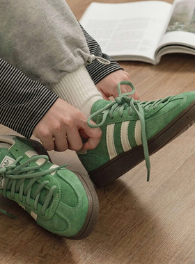 阿迪达斯三叶草休闲鞋男鞋女鞋2026冬季款绿色复古情侣板鞋IG6192