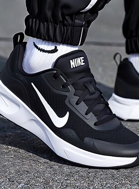 Nike耐克男鞋2026夏季新款低帮网面鞋透气运动鞋黑白色缓震跑步鞋
