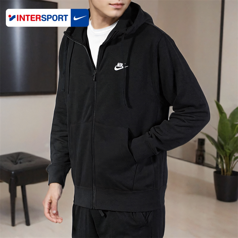 Nike耐克外套男卫衣春季休闲运动针织上衣情侣连帽宽松长袖女夹克