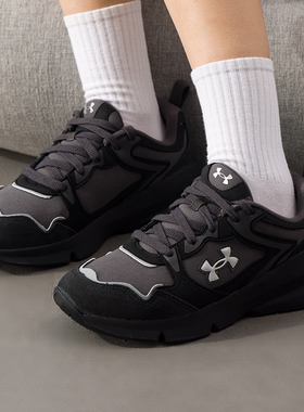 安德玛男鞋女鞋2025秋季Forge Runner情侣黑色运动休闲鞋6003967