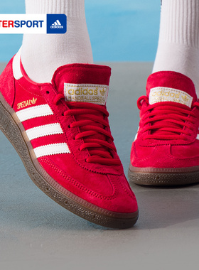 阿迪达斯Handball Spezial 红色男女情侣低帮休闲德训板鞋FV1227