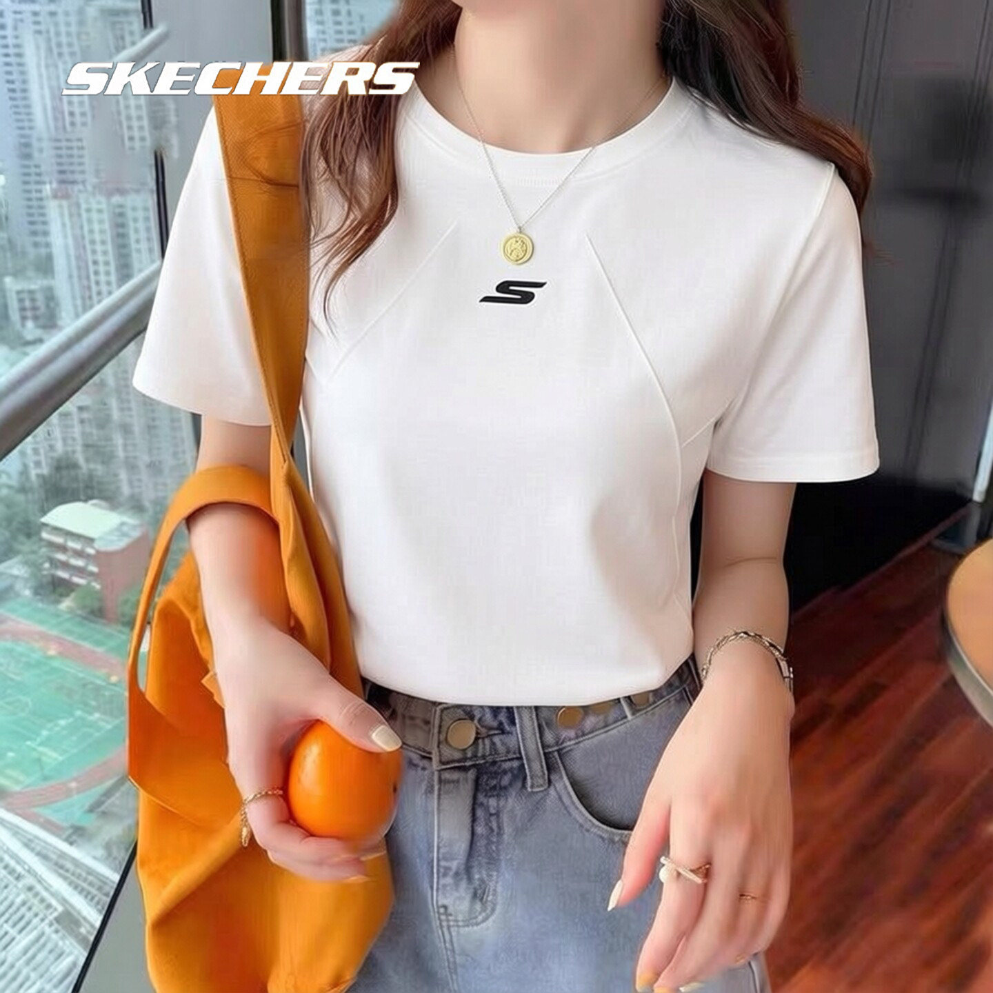 斯凯奇情侣短袖男女新款透气快干舒适跑步运动服圆领半袖百搭t恤