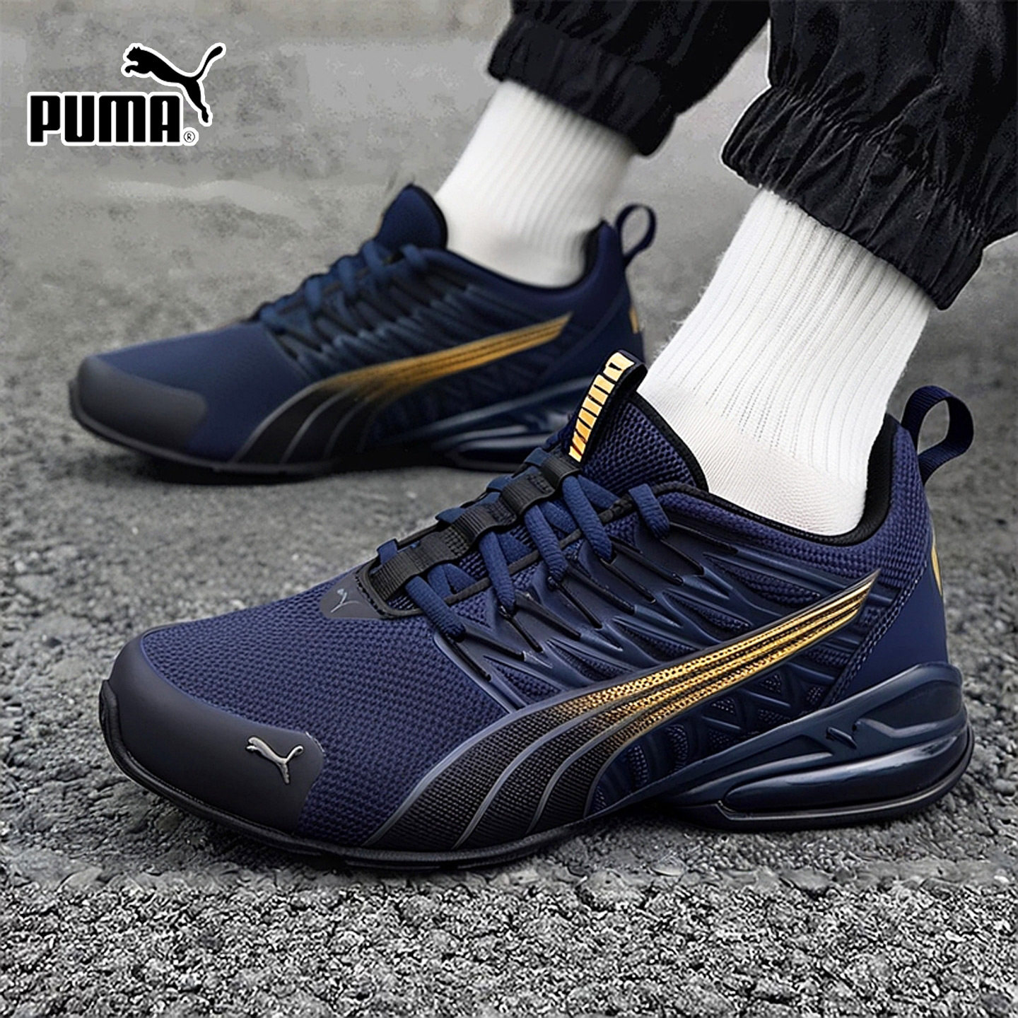 Puma彪马跑步鞋男鞋2025冬季新款缓震运动鞋蓝色慢跑训练鞋379601