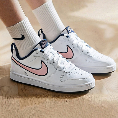 NIKE耐克官方休闲鞋女鞋2025冬季新款运动鞋粉色COURT板鞋大童鞋