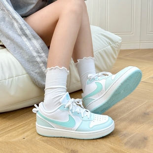 运动鞋 NIKE耐克女鞋 透气休闲板鞋 COURT白绿大童鞋 FZ3539 2025新款