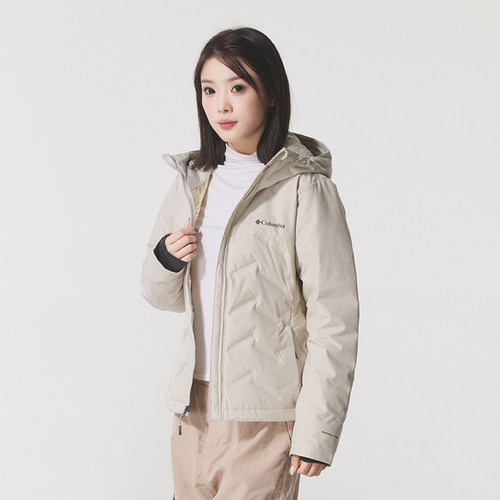 茵特|哥伦比亚米色短款羽绒服女装 运动户外保暖休闲羽绒外套