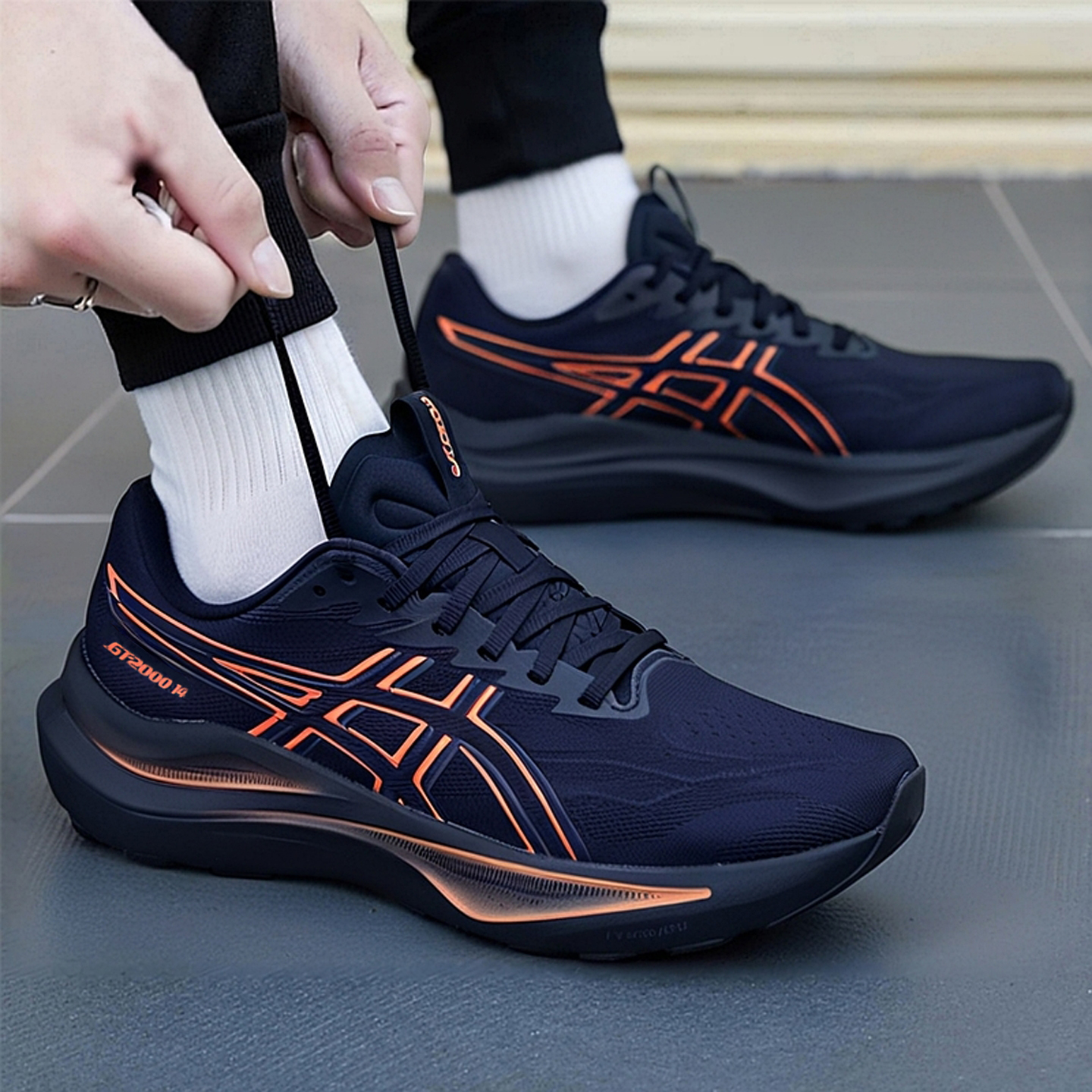 亚瑟士男鞋秋季新款轻便减震跑步鞋GT-2000 14运动鞋黑武士慢跑鞋