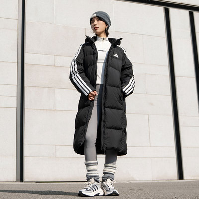 阿迪达斯adidas长款羽绒服男款女款2025冬季新款加厚保暖羽绒外套