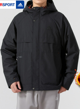 阿迪达斯加绒外套男装2026冬季新款运动服男士宽松保暖夹克JI8680